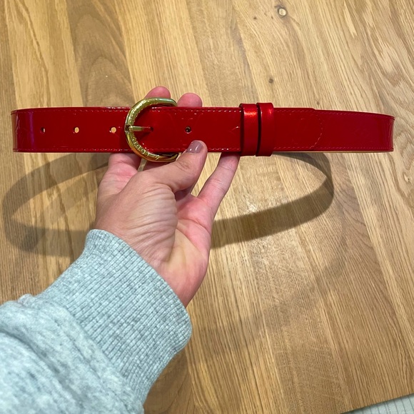 Louis Vuitton, Patent and Leather Belt, Color Red, Size 30/32 - Picture 2 of 7